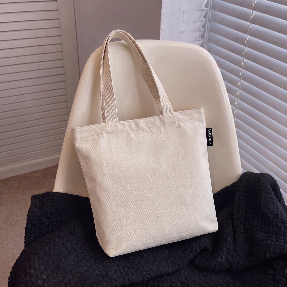 Cotton Canvas Tote Bag with Zipper