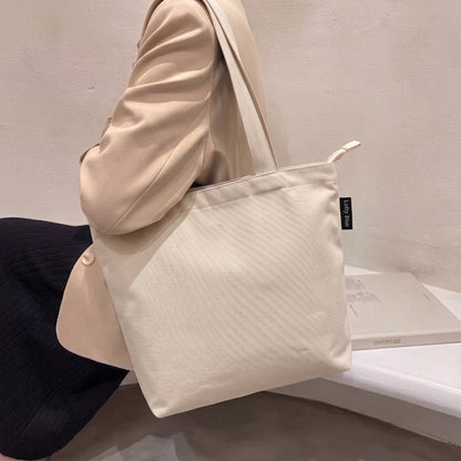 Cotton Canvas Tote Bag with Zipper